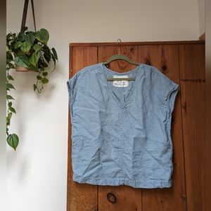 notPERFECTLINEN Malta top in Swedish blue